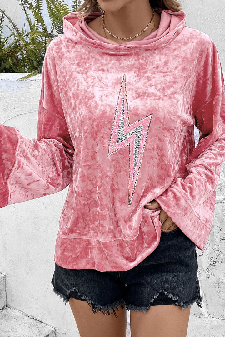 Thunderbolt Sequin Long Sleeve Hoodie