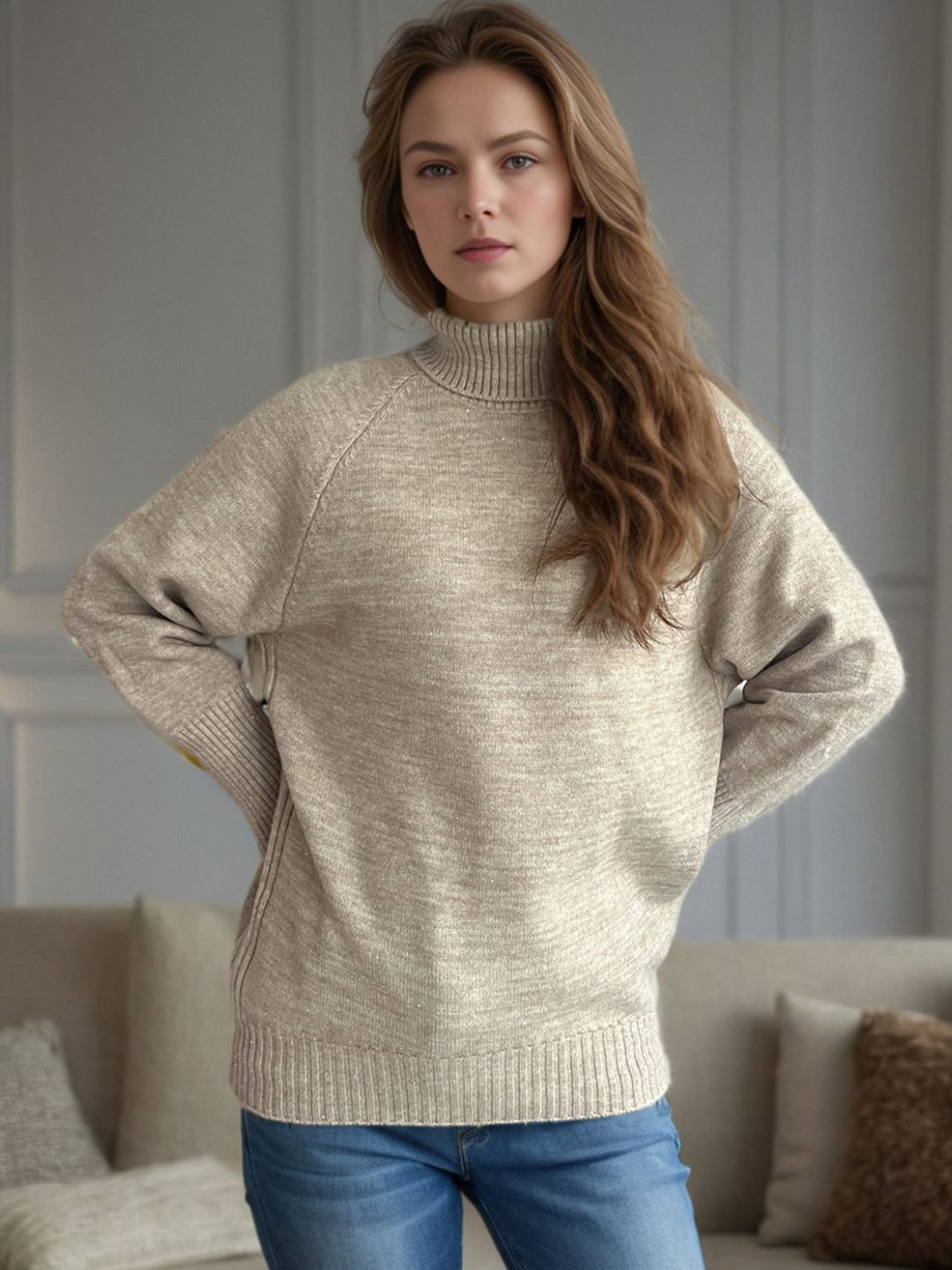 Turtleneck Raglan Sleeve Sweater