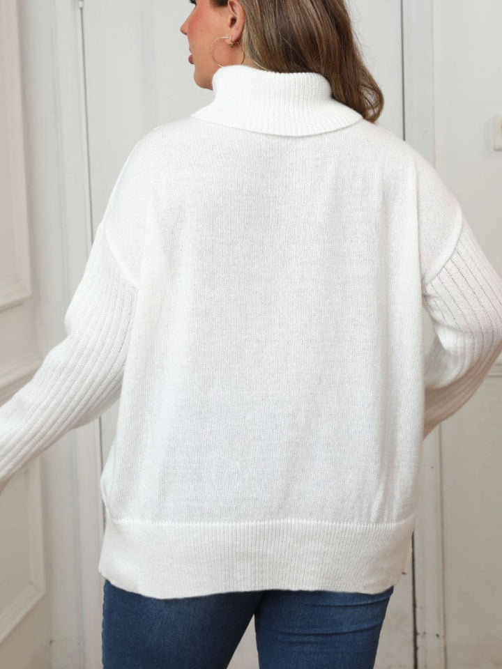 Plus Size Turtleneck Long Sleeve Sweater