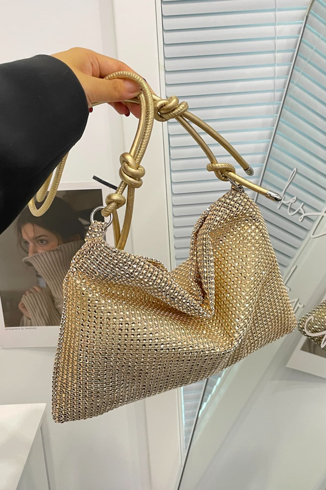 Rhinestone Knotted Strap Crossbody Bag