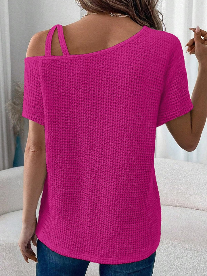 Asymmetrical Neck Short Sleeve T-Shirt