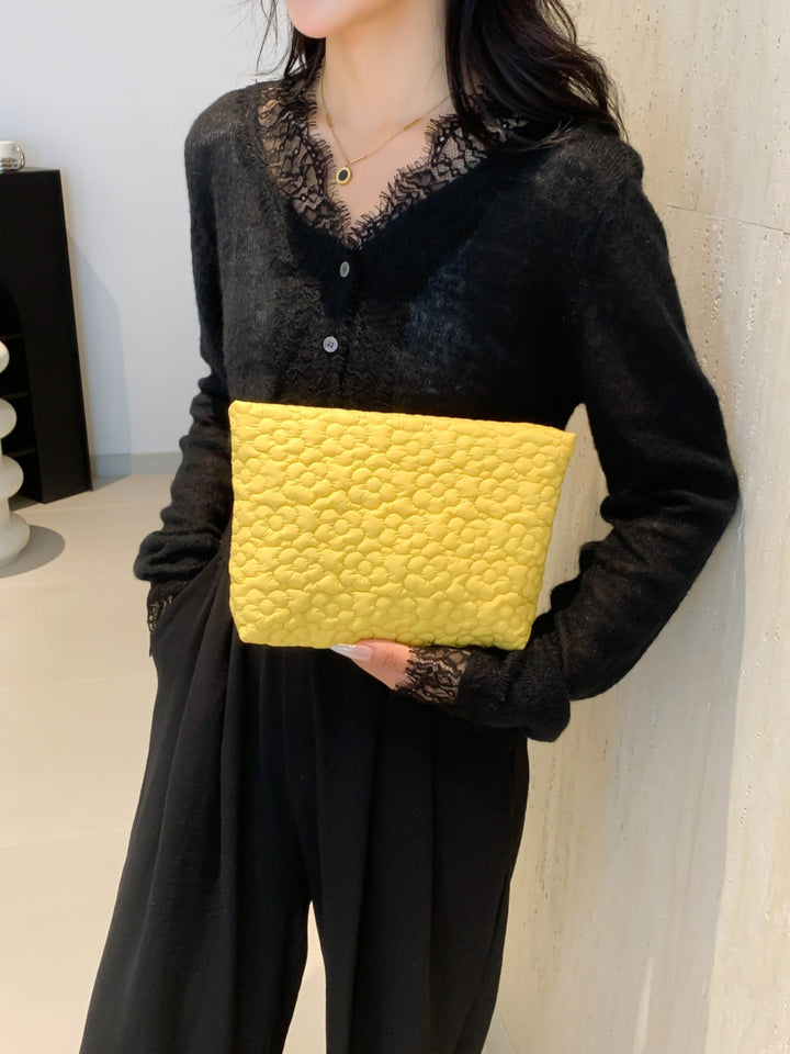 Flower Texture Polyester Clutch