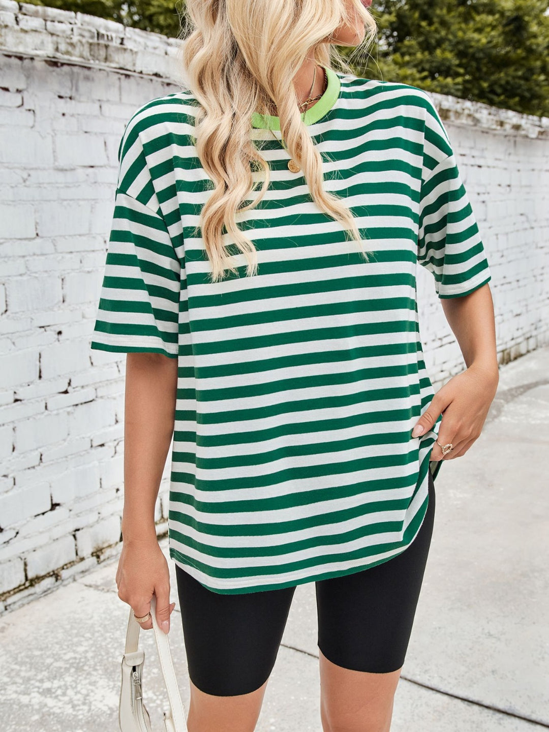 Lovelet Striped Round Neck Half Sleeve T-Shirt