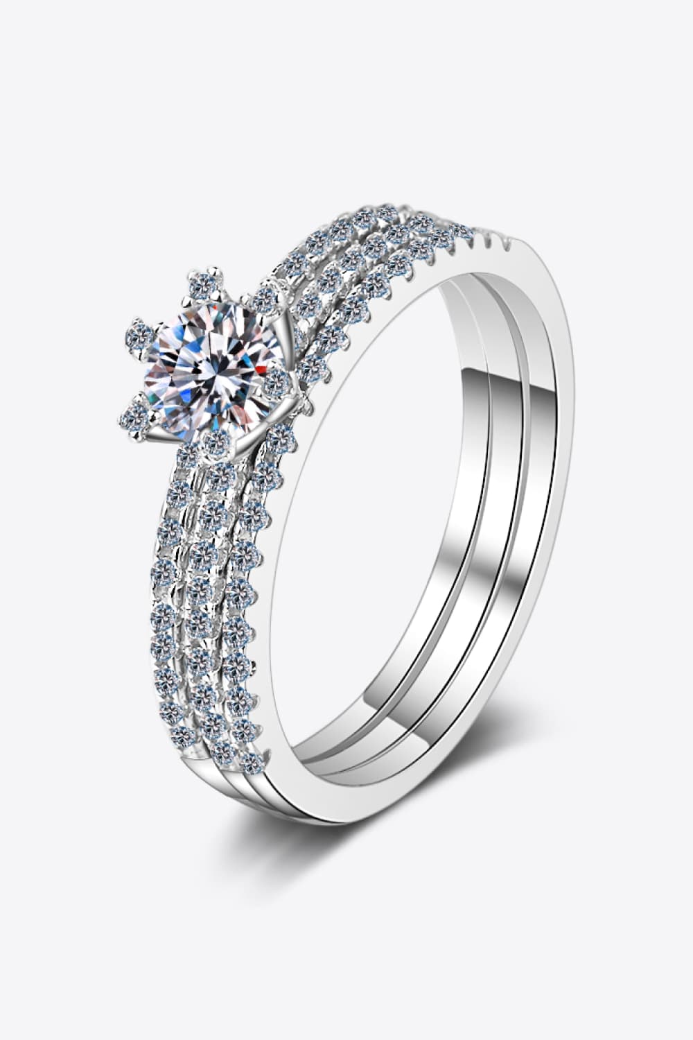 Moissanite 925 Sterling Silver Ring Set