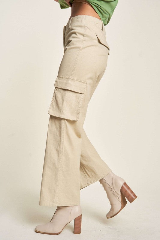 Davi & Dani Flap Pocket Mid Rise Cargo Pants