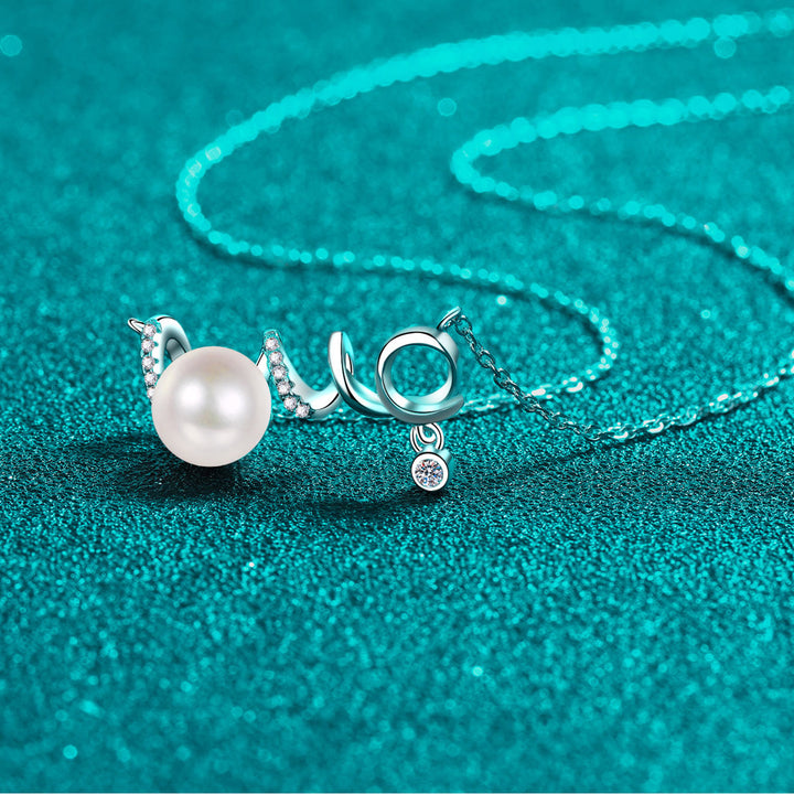 Natural Pearl Moissanite 925 Sterling Silver Necklace