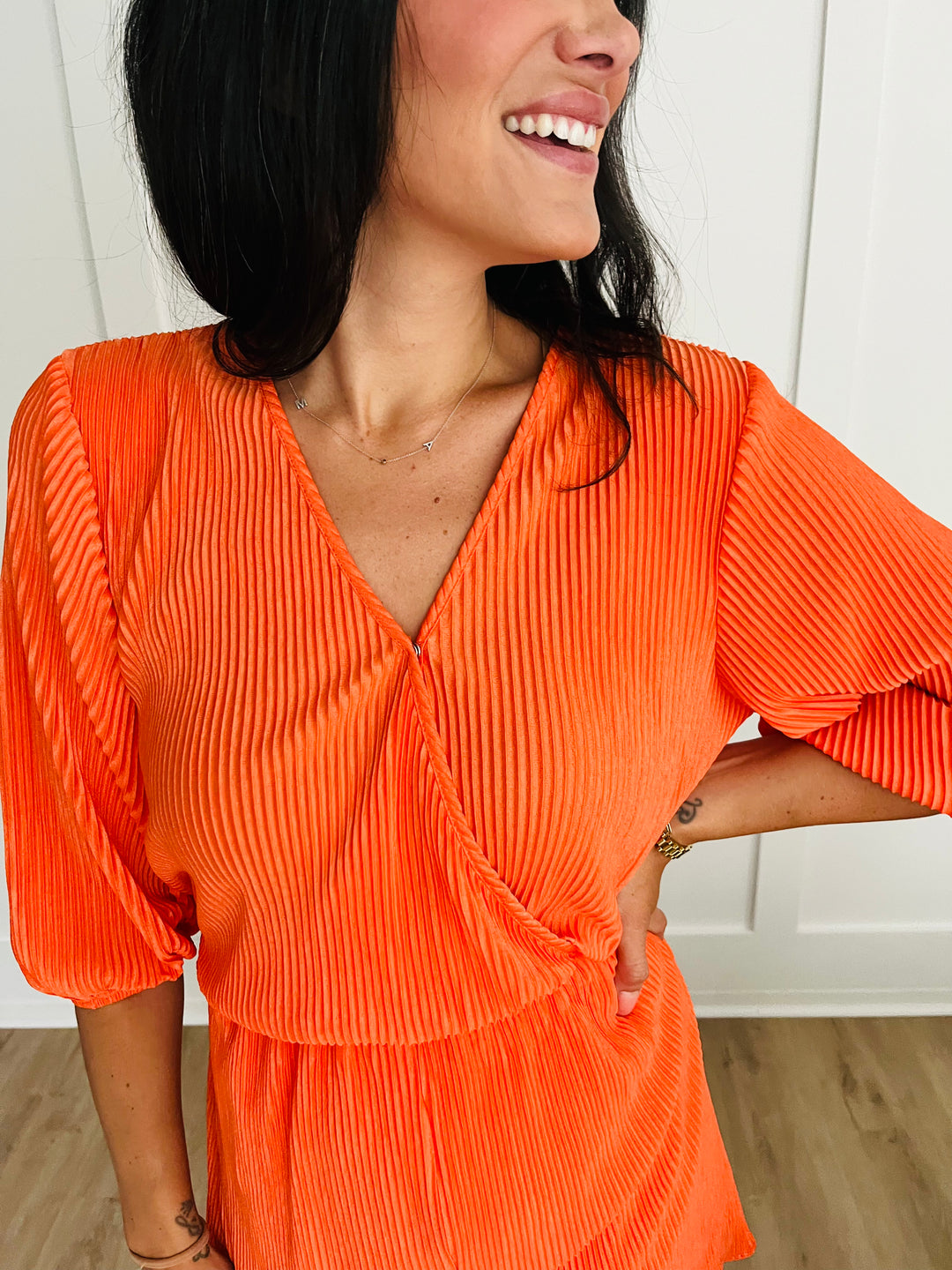 Roll With me Romper in Tangerine