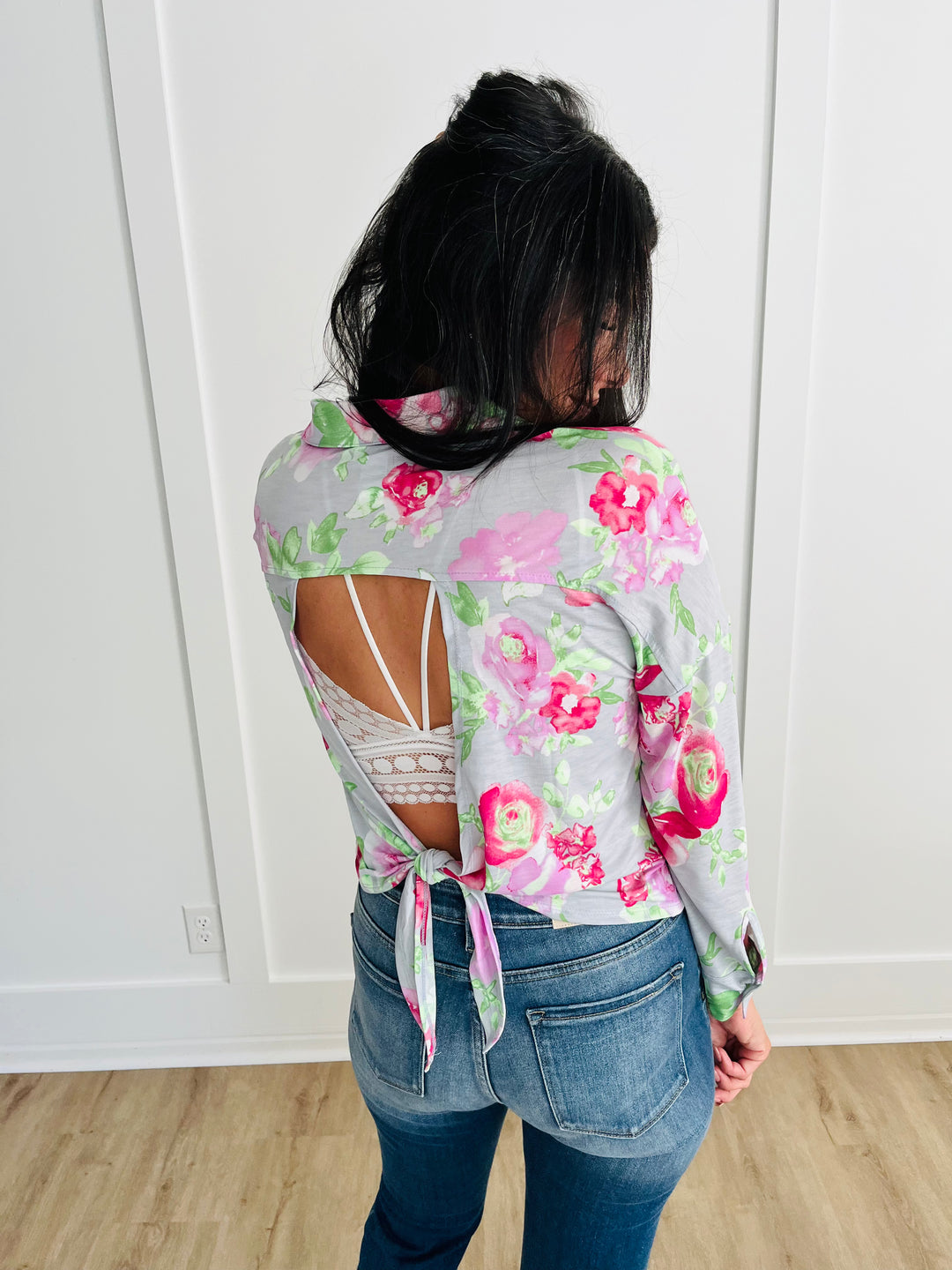 Thinking On It Open Back Floral Top