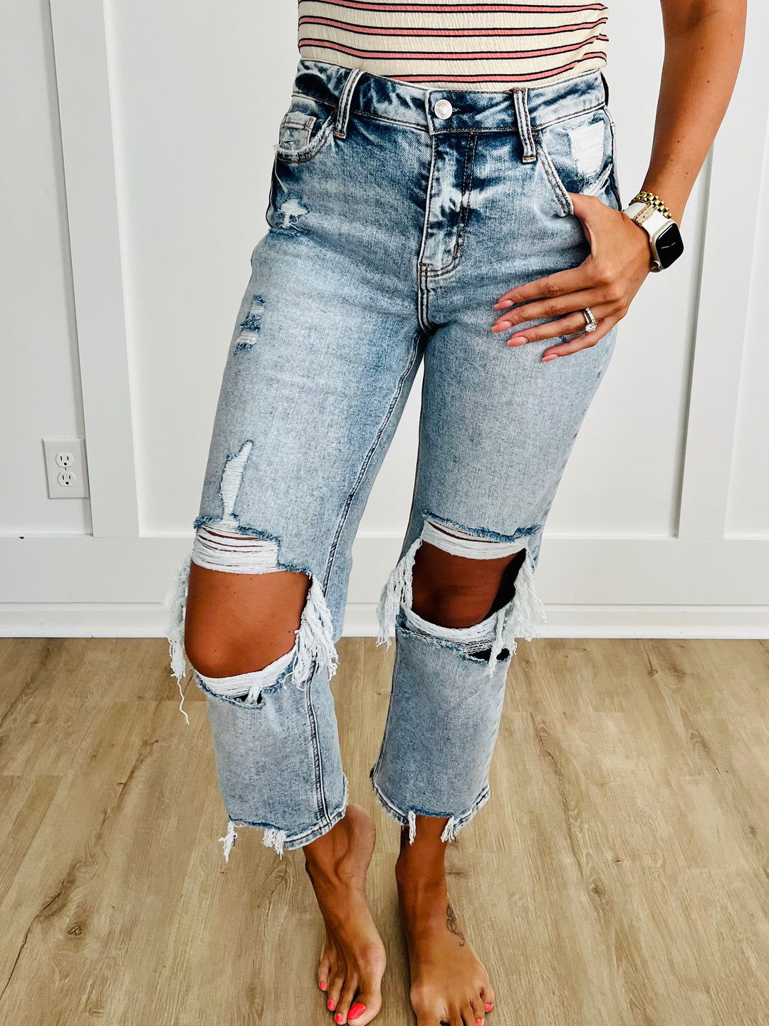 Rizzo High Rise Crop Straight Jeans