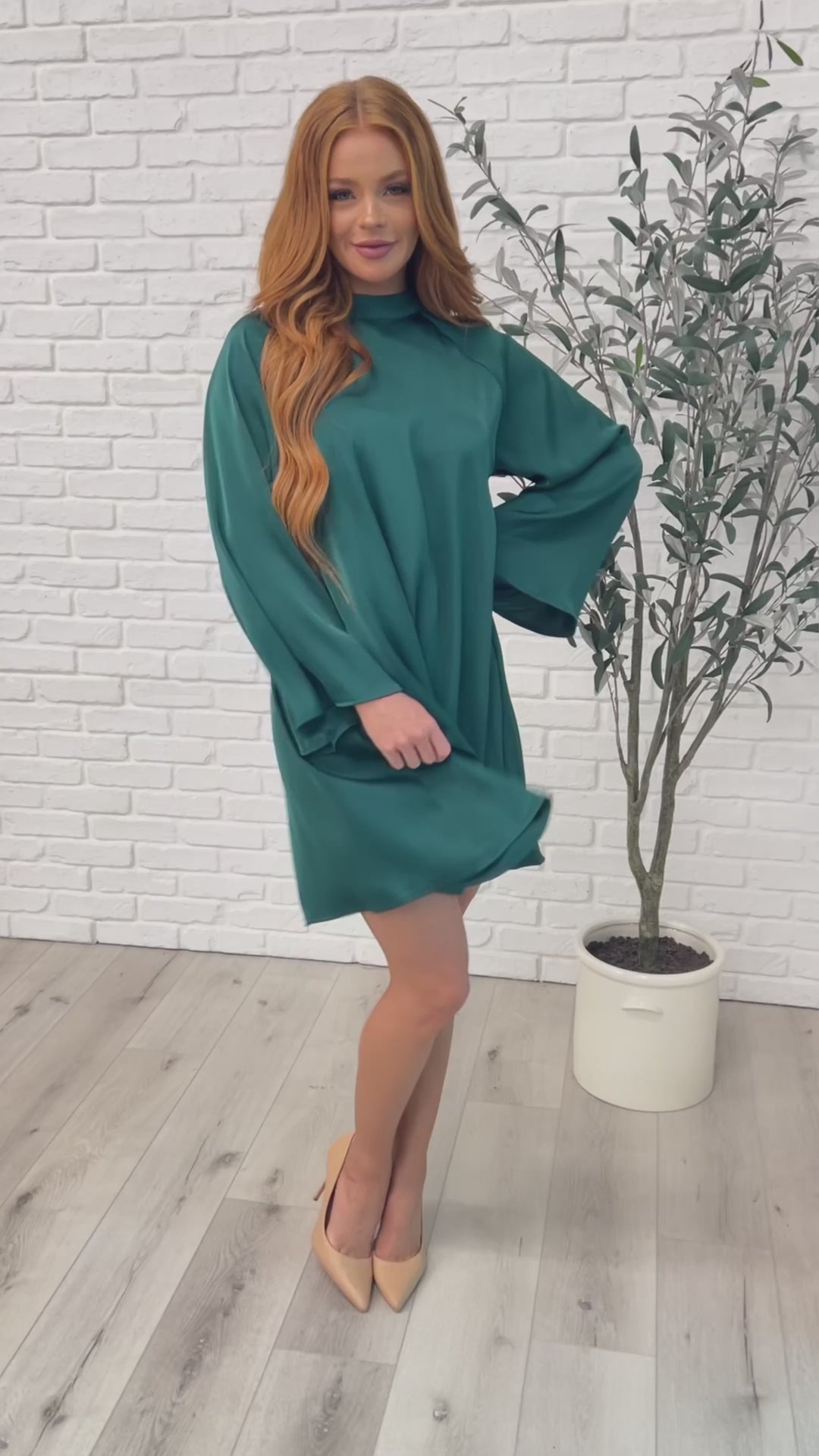 Isn't It Lovely Poly Satin Butterfly Sleeve Dress