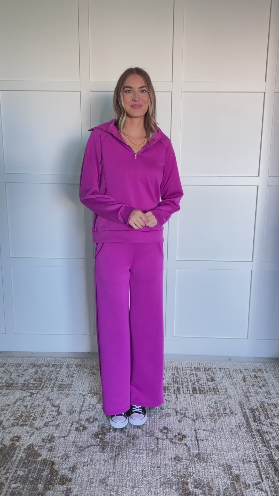 Hamptons Travel Half Zip Pullover in Magenta