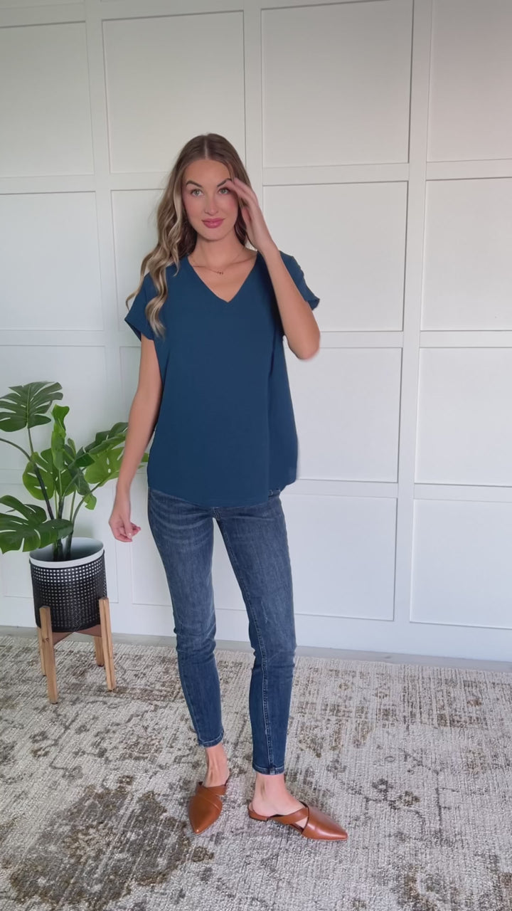 Very Much Needed V-Neck Top in Teal