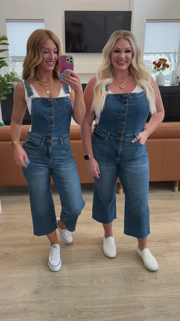 Priscilla High Rise Crop Wide Leg Denim Overalls by Judy Blue