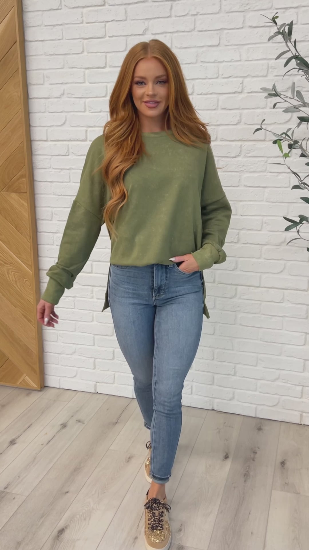 No Plain Jane Oversized Sweatshirt in Green