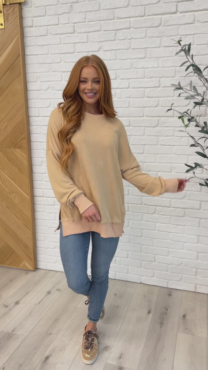 No Plain Jane Oversized Sweatshirt in Khaki