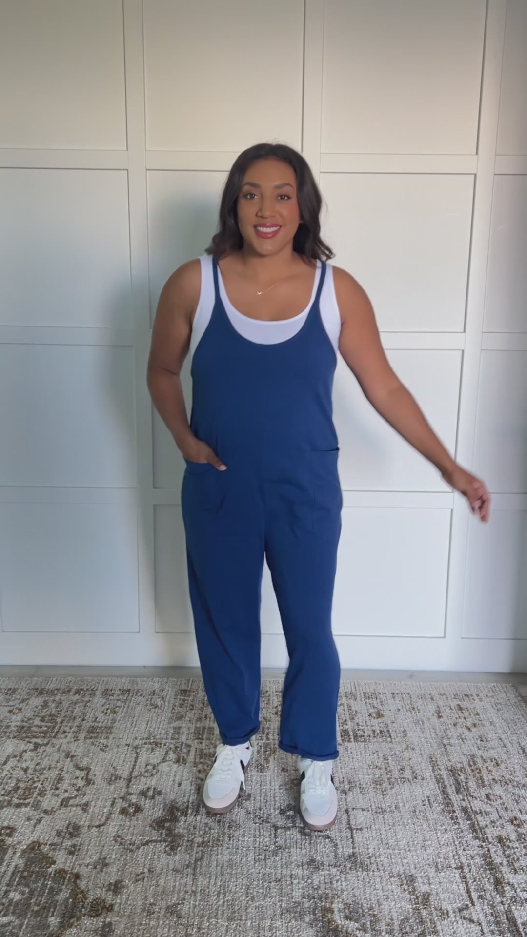 Totally Me Spaghetti Strap Jumpsuit in Light Navy