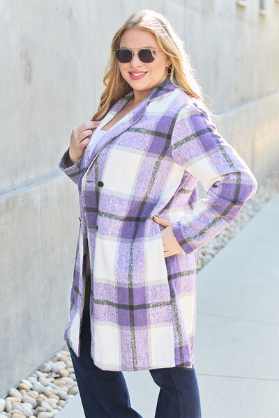 Shacket Season Plaid Button Up Lapel Collar Coat