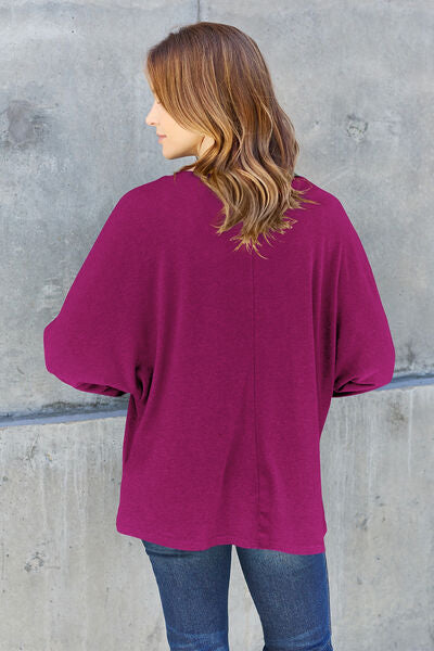 Comfort is KEY Round Neck Long Sleeve Dolman Top