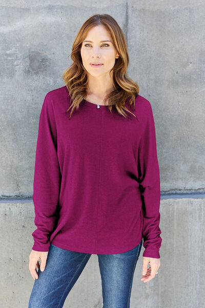 Comfort is KEY Round Neck Long Sleeve Dolman Top