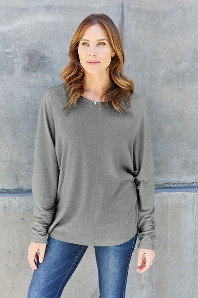 Comfort is KEY Round Neck Long Sleeve Dolman Top