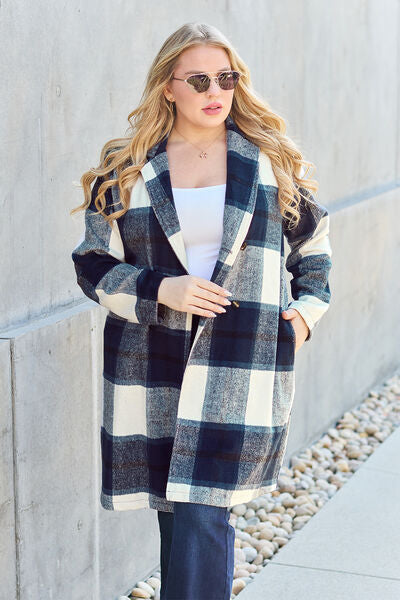 Shacket Season Plaid Button Up Lapel Collar Coat