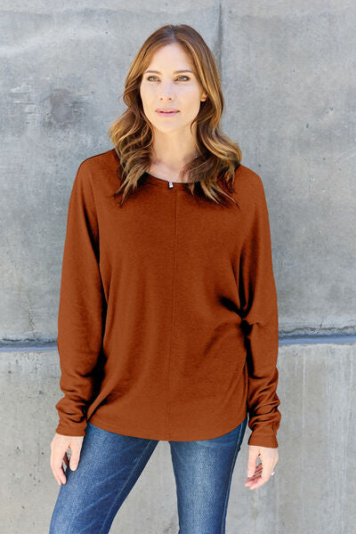 Comfort is KEY Round Neck Long Sleeve Dolman Top