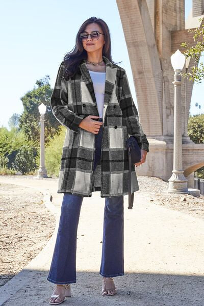 Shacket Season Plaid Button Up Lapel Collar Coat