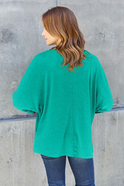 Comfort is KEY Round Neck Long Sleeve Dolman Top