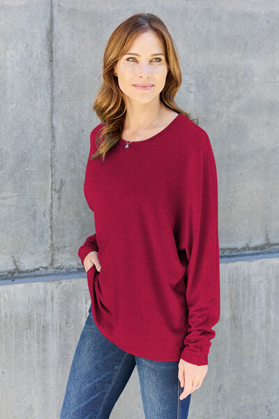 Comfort is KEY Round Neck Long Sleeve Dolman Top