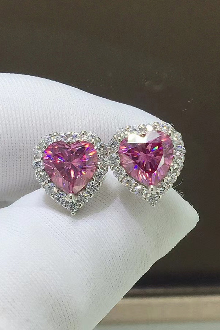 Open Hearts 2 Carat Moissanite Heart-Shaped Earrings