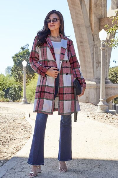 Shacket Season Plaid Button Up Lapel Collar Coat