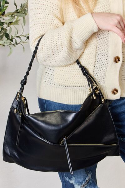 Zipper Detail Shoulder Bag with Pouch