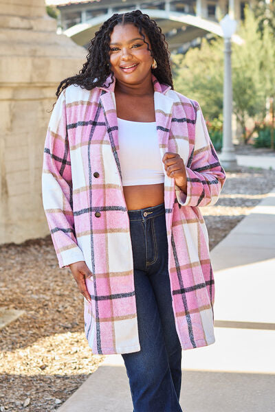 Shacket Season Plaid Button Up Lapel Collar Coat