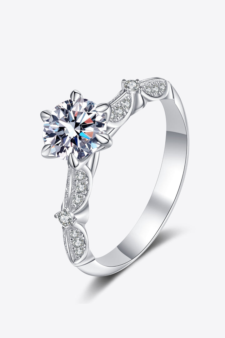 Better Together 925 Sterling Silver Inlaid Moissanite 6-Prong Ring