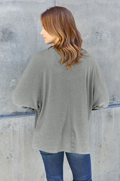 Comfort is KEY Round Neck Long Sleeve Dolman Top