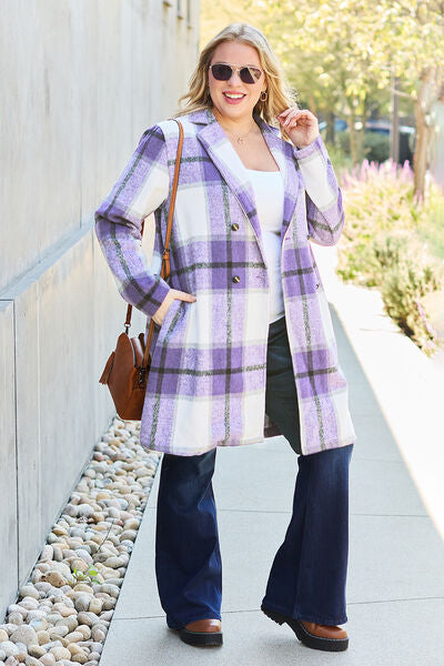 Shacket Season Plaid Button Up Lapel Collar Coat