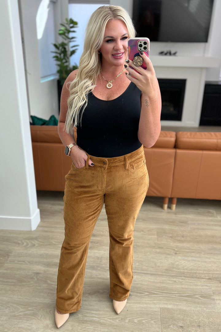 Cordelia Judy Blue Bootcut Corduroy Pants in Camel