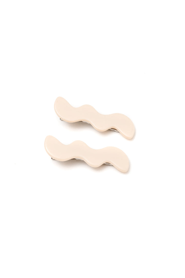 Wavy Clip Set in Cream