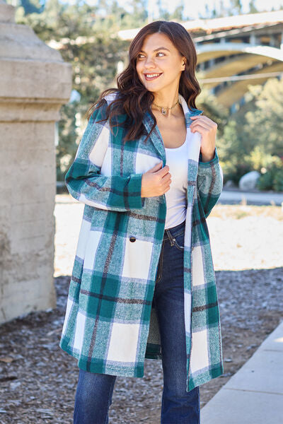 Shacket Season Plaid Button Up Lapel Collar Coat