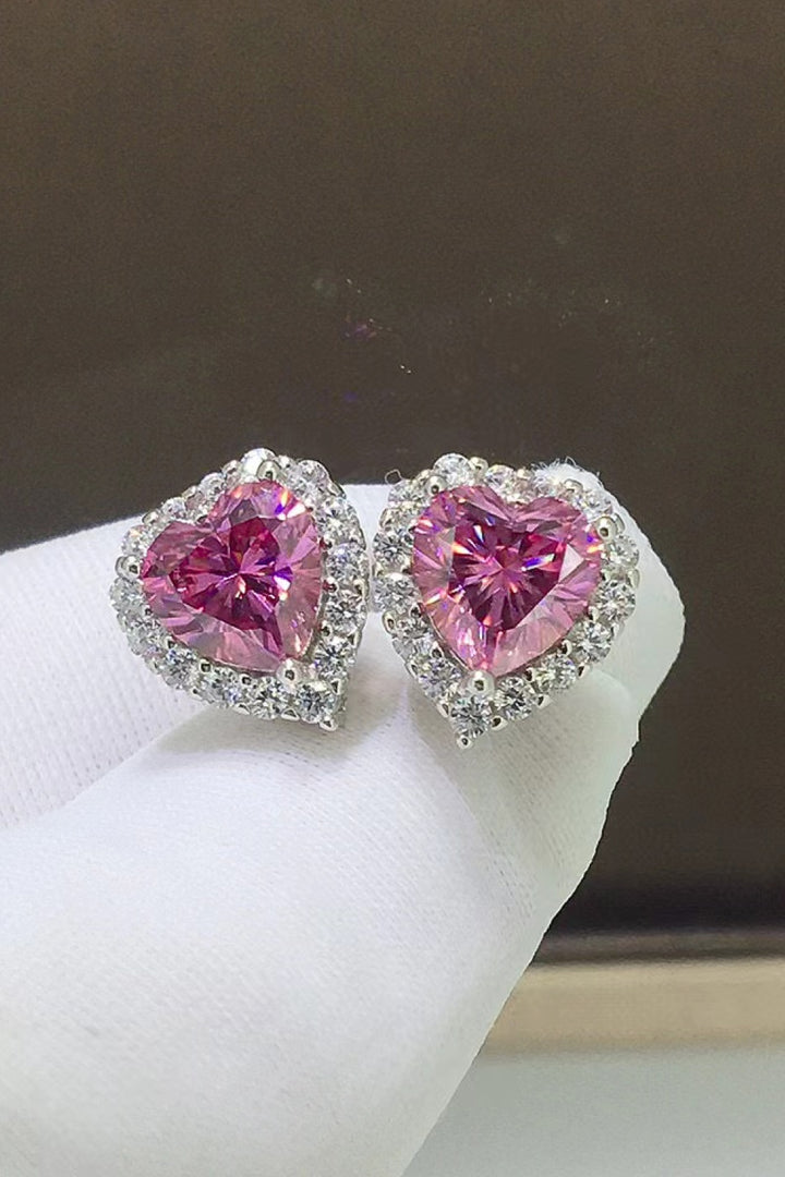 Open Hearts 2 Carat Moissanite Heart-Shaped Earrings