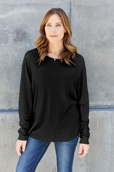 Comfort is KEY Round Neck Long Sleeve Dolman Top