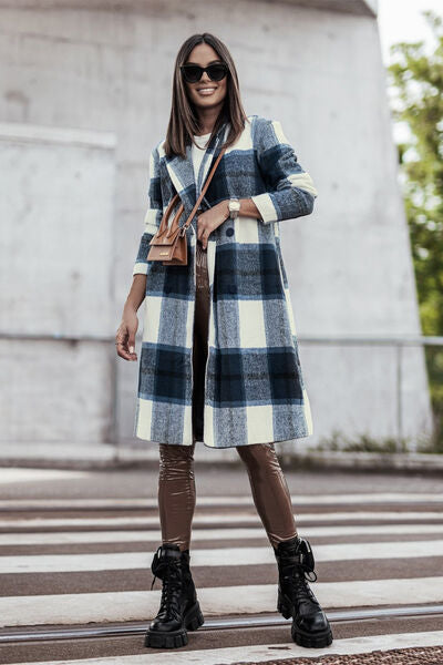 Shacket Season Plaid Button Up Lapel Collar Coat