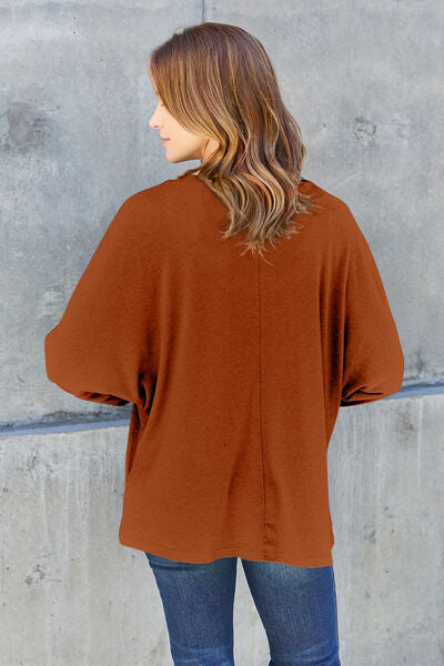 Comfort is KEY Round Neck Long Sleeve Dolman Top