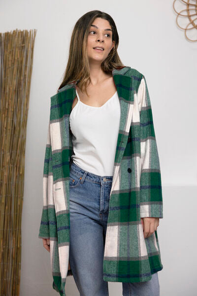 Shacket Season Plaid Button Up Lapel Collar Coat