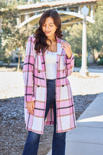 Shacket Season Plaid Button Up Lapel Collar Coat