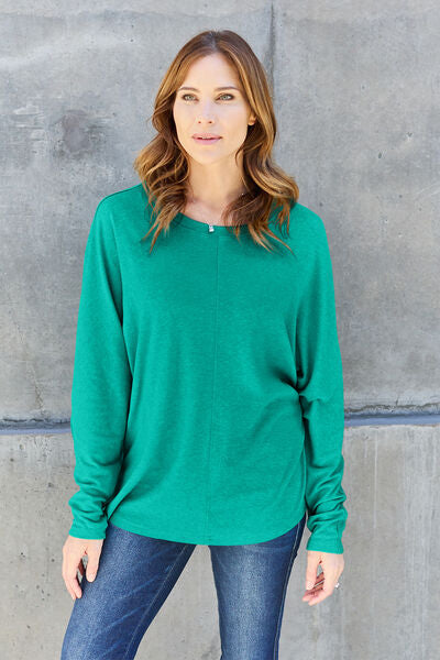 Comfort is KEY Round Neck Long Sleeve Dolman Top