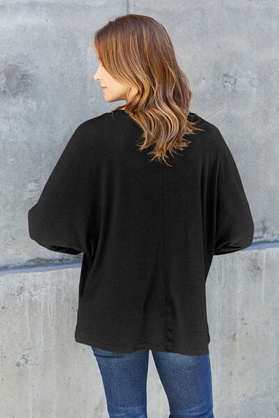 Comfort is KEY Round Neck Long Sleeve Dolman Top