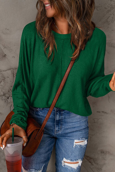 Comfort is KEY Round Neck Long Sleeve Dolman Top